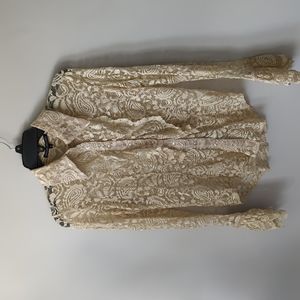 Vintage Lace Ruffle Blouse with Bell Sleeves